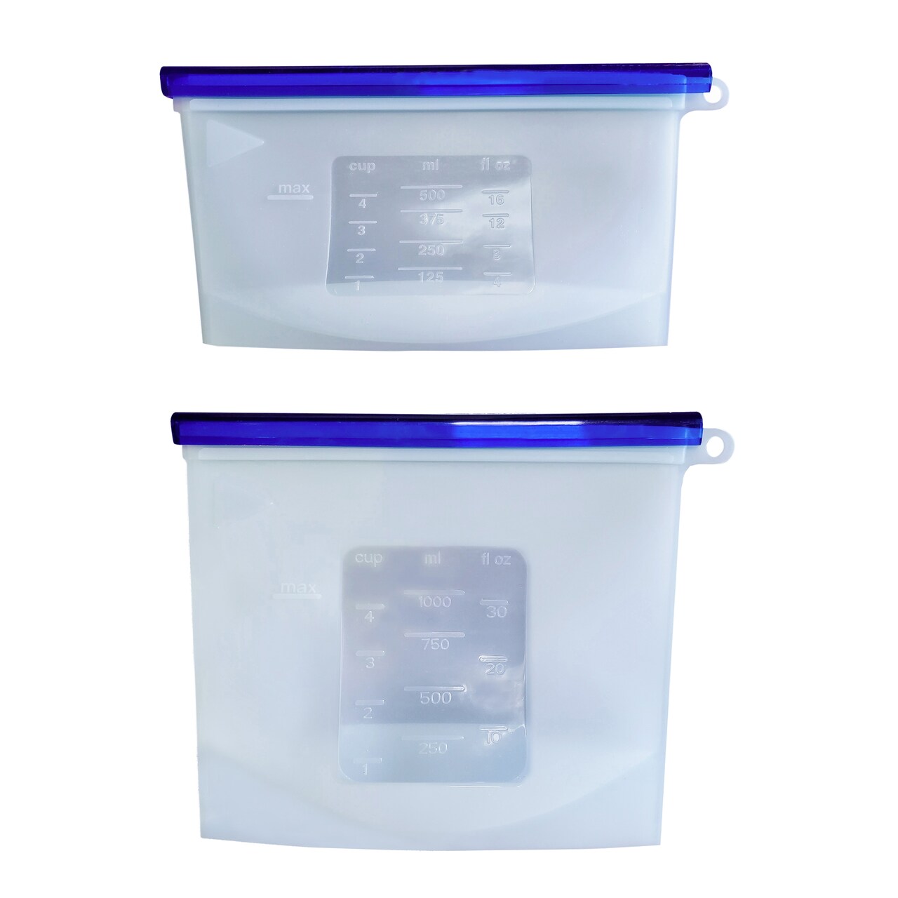 7Penn Silicone Food Storage Bag 500mL and 1000mL - 2pk Blue Reusable Food Bags